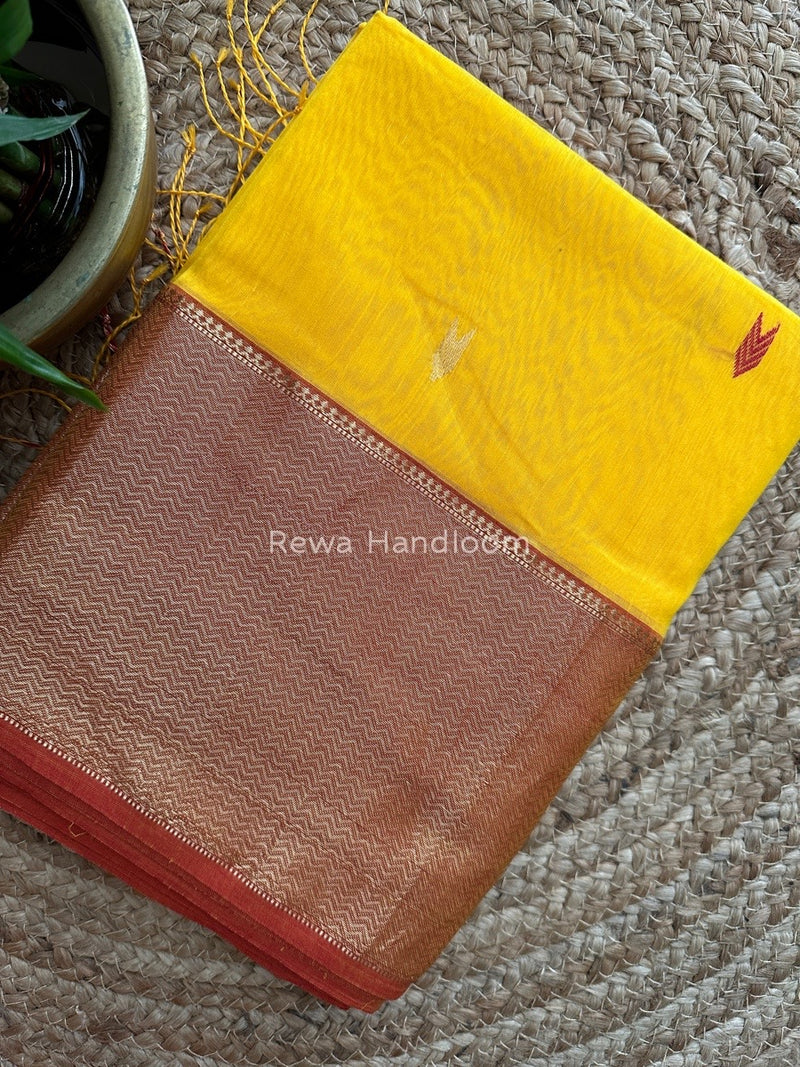 Maheshwari Yellow Zari Skirt Butti Saree ZSB01