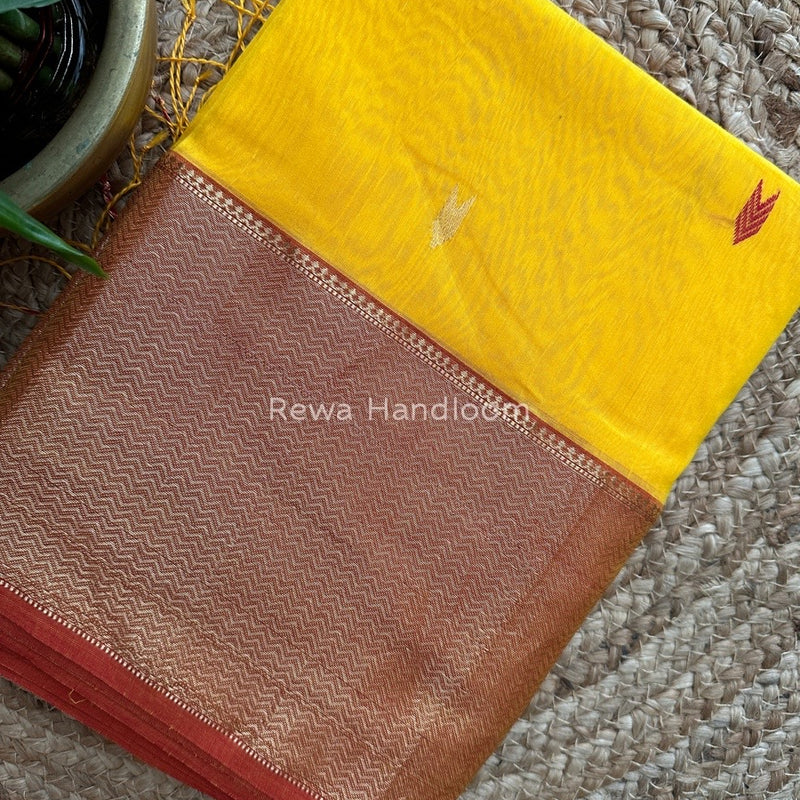 Maheshwari Yellow Zari Skirt Butti Saree ZSB01
