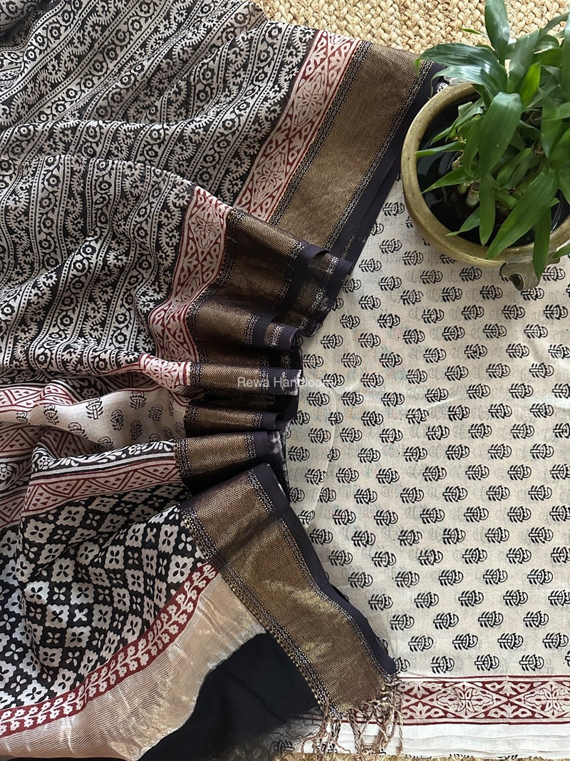 Maheshwari Bagh Print Top-Dupatta Set