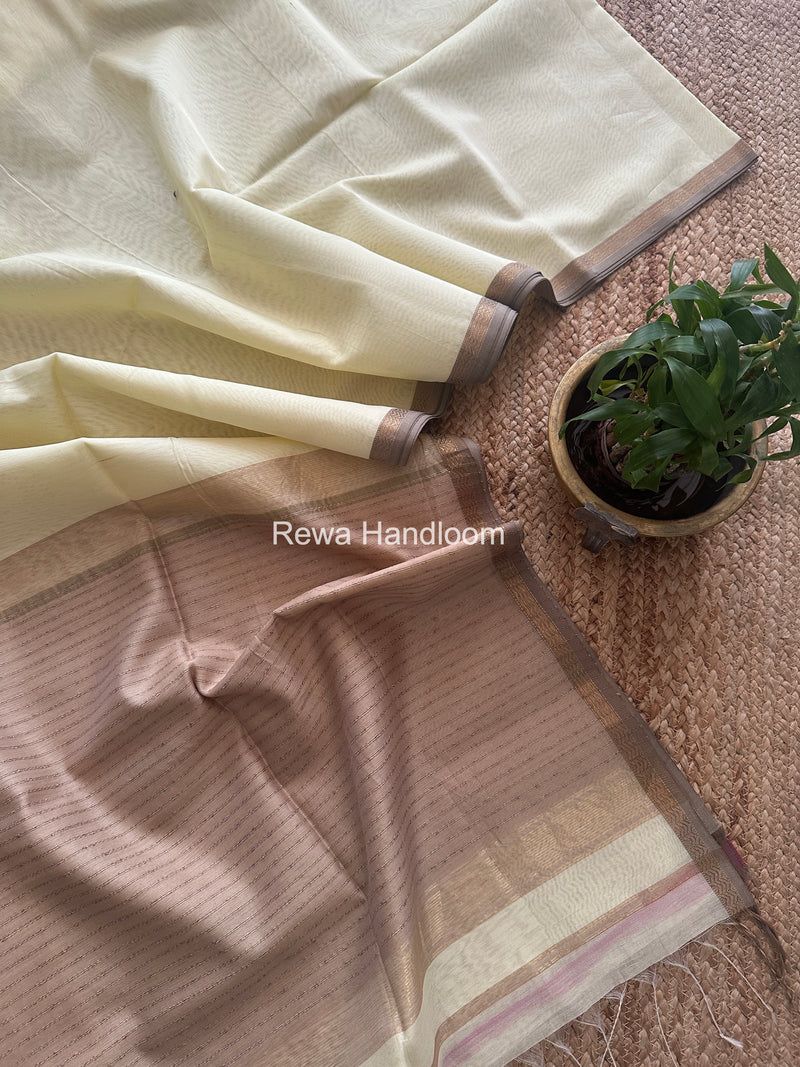 Maheshwari Light Yellow Gichha Pallu Saree GP069