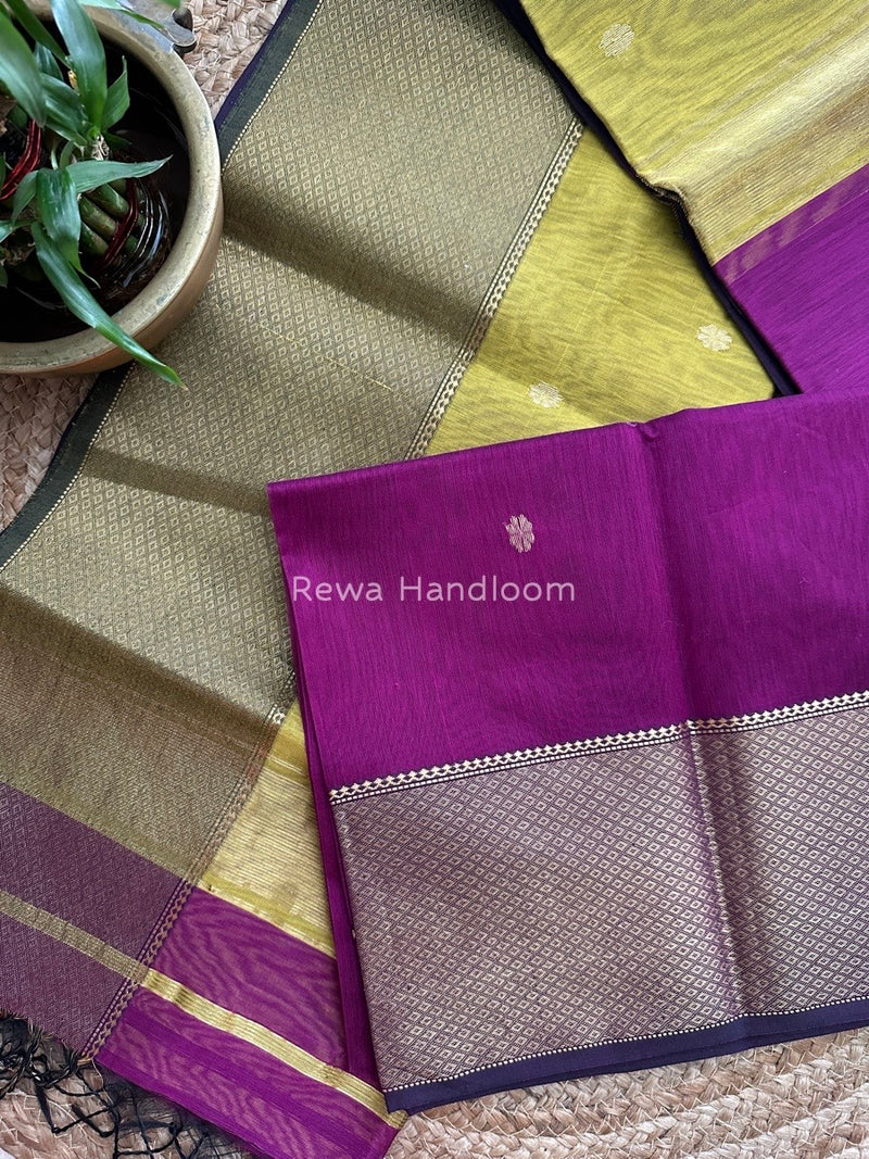 Maheshwari Purple Zari Skirt Butti Saree ZSB025