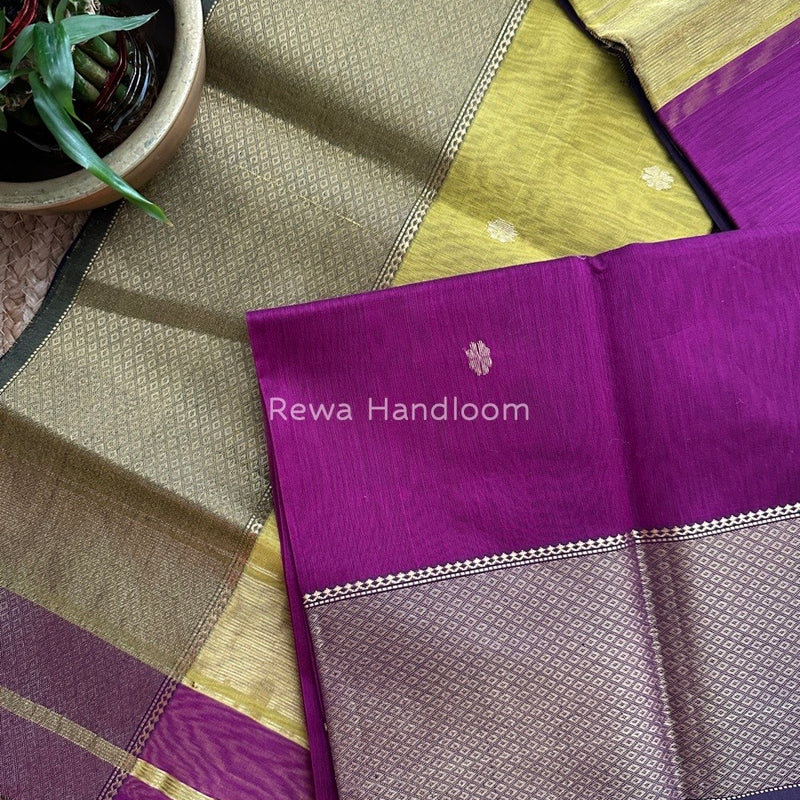 Maheshwari Purple Zari Skirt Butti Saree ZSB025