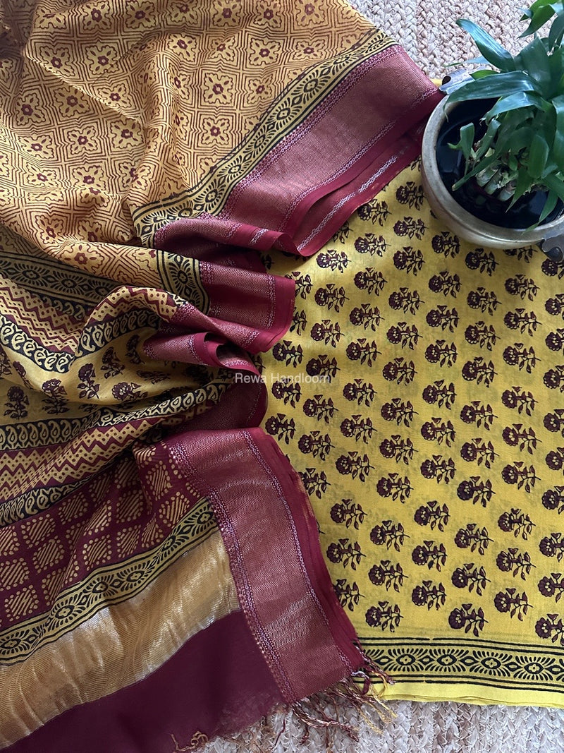 Maheshwari Bagh Print Top-Dupatta Set