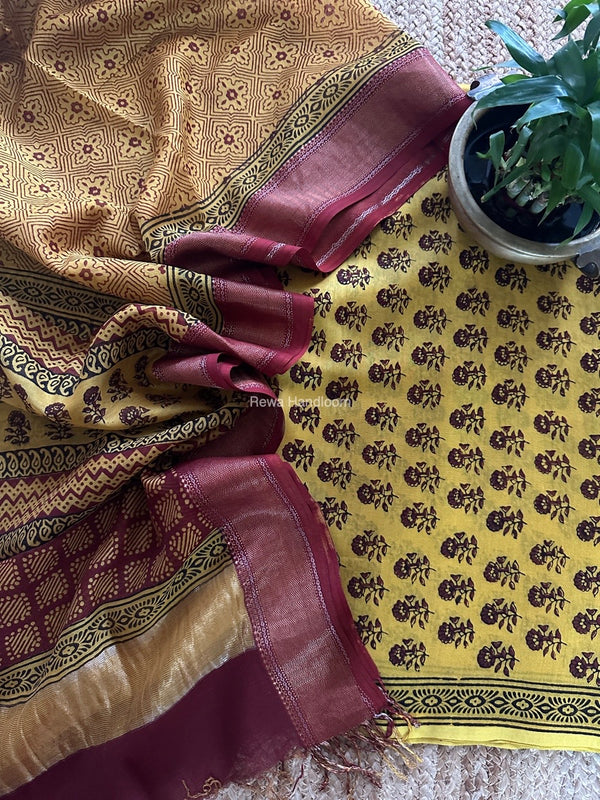 Maheshwari Bagh Print Top-Dupatta Set