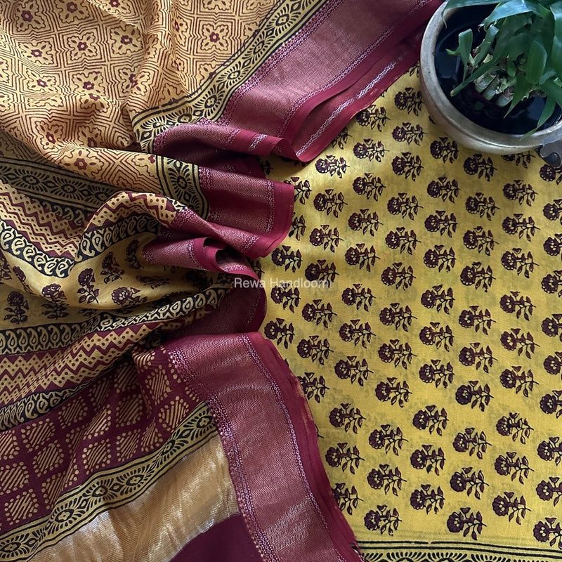 Maheshwari Bagh Print Top-Dupatta Set