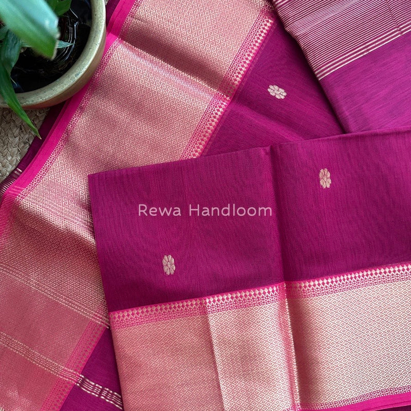 Maheshwari Magenta Zari Skirt Butti Saree ZSB019