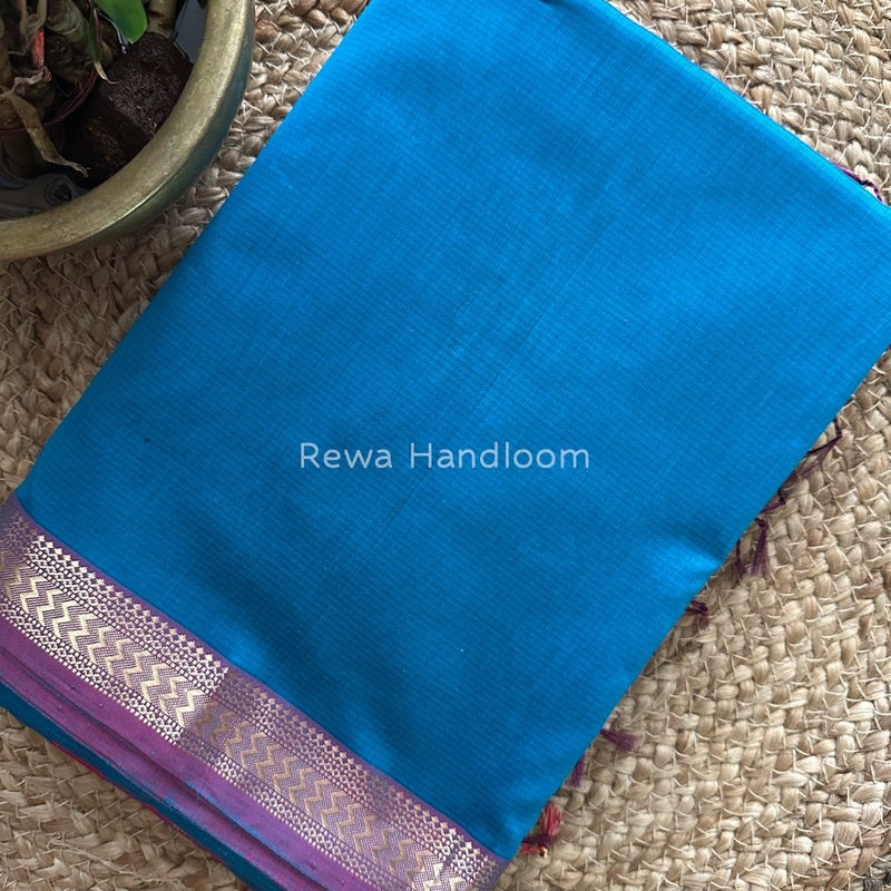 Maheshwari Firozi Blue Rasta Lehar Saree RL025