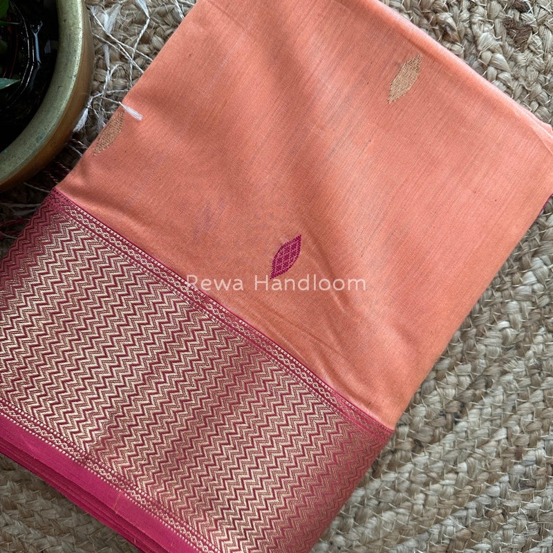 Maheshwari Peach Zari Skirt Butti Saree ZSB012