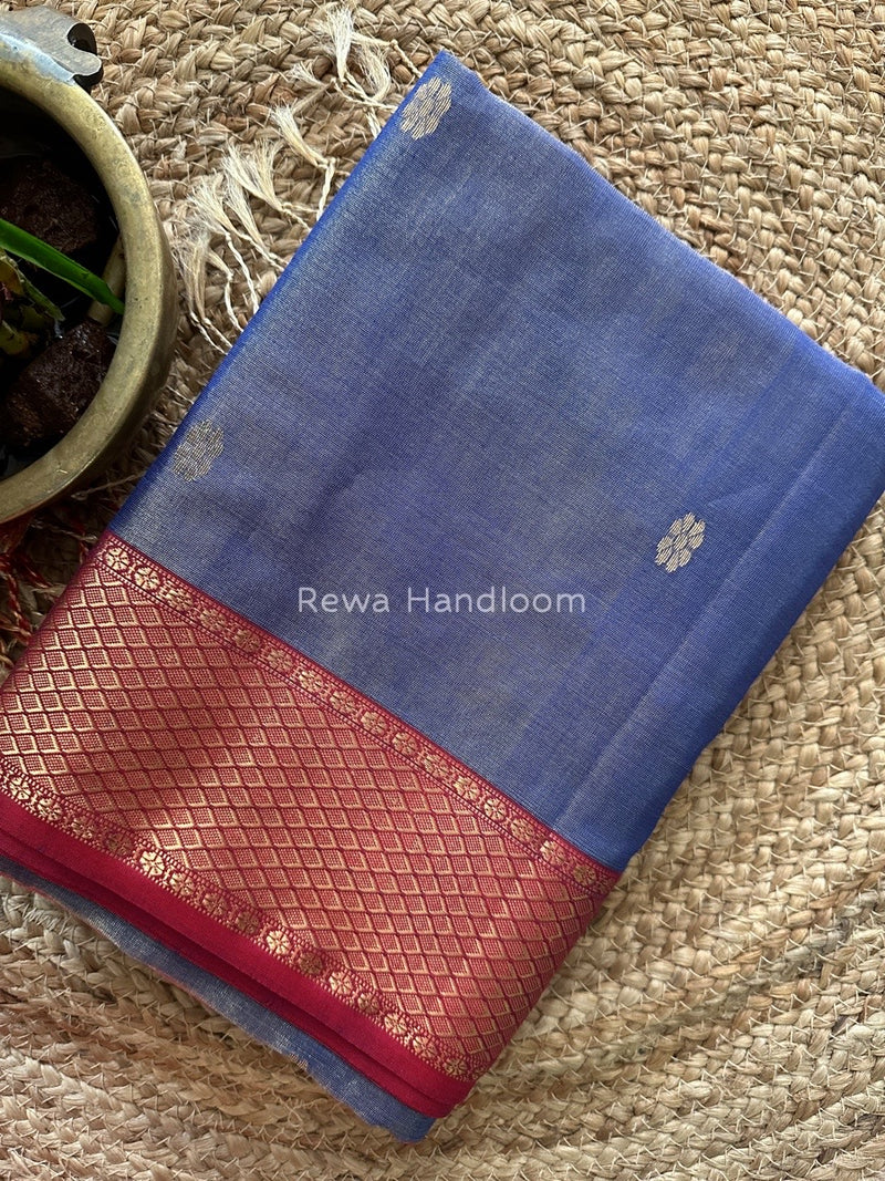 Maheshwari Blue Tissue Butti Saree TBBS064