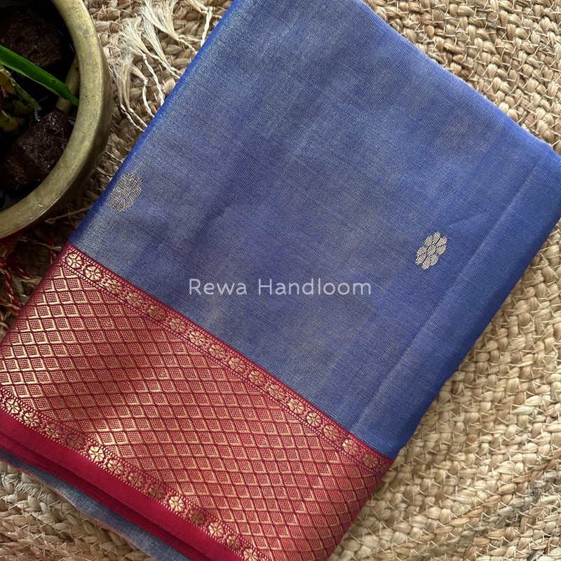 Maheshwari Blue Tissue Butti Saree TBBS064