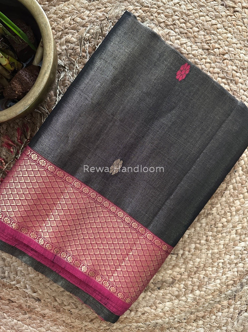 Maheshwari Black Tissue Butti Saree TBBS063