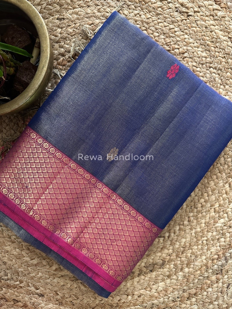 Maheshwari Blue Tissue Butti Saree TBBS062