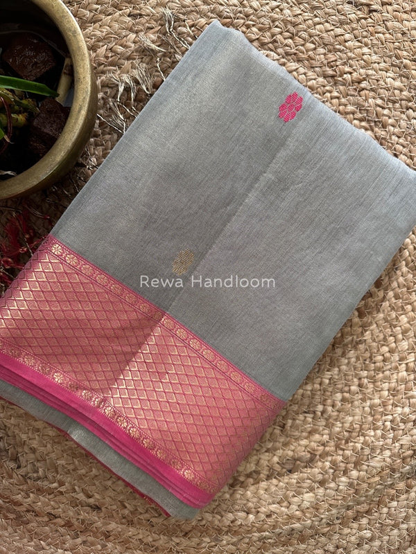 Maheshwari Grey Tissue Butti Saree TBBS061