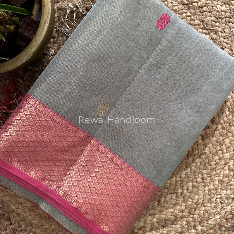 Maheshwari Grey Tissue Butti Saree TBBS061