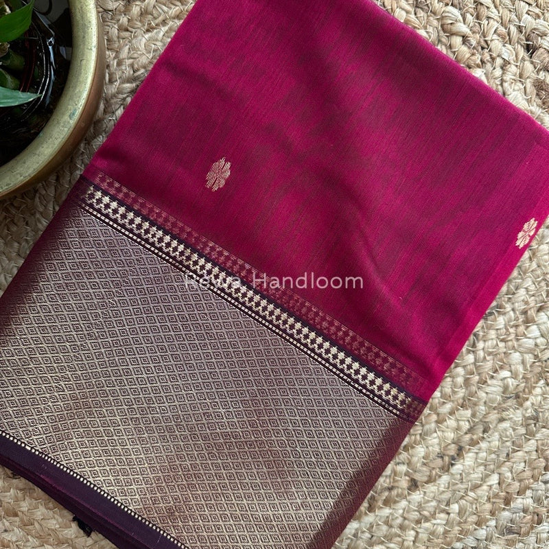 Maheshwari Magenta Zari Skirt Butti Saree ZSB015