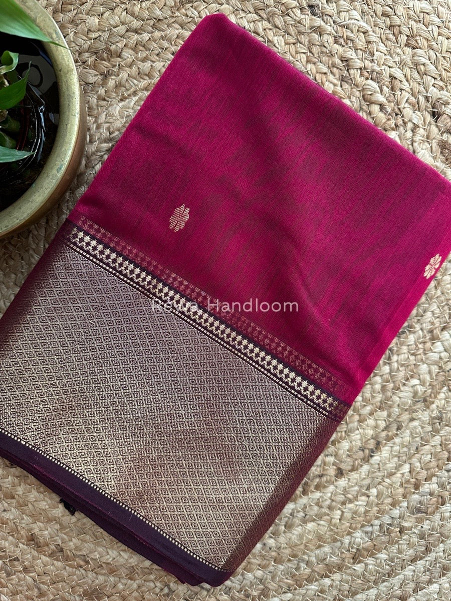 Maheshwari Magenta Zari Skirt Butti Saree ZSB015