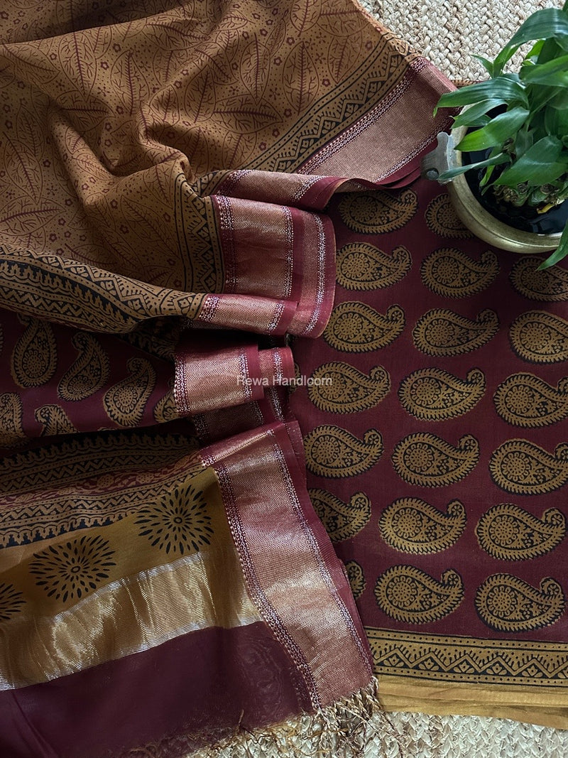 Maheshwari Bagh Print Top-Dupatta Set