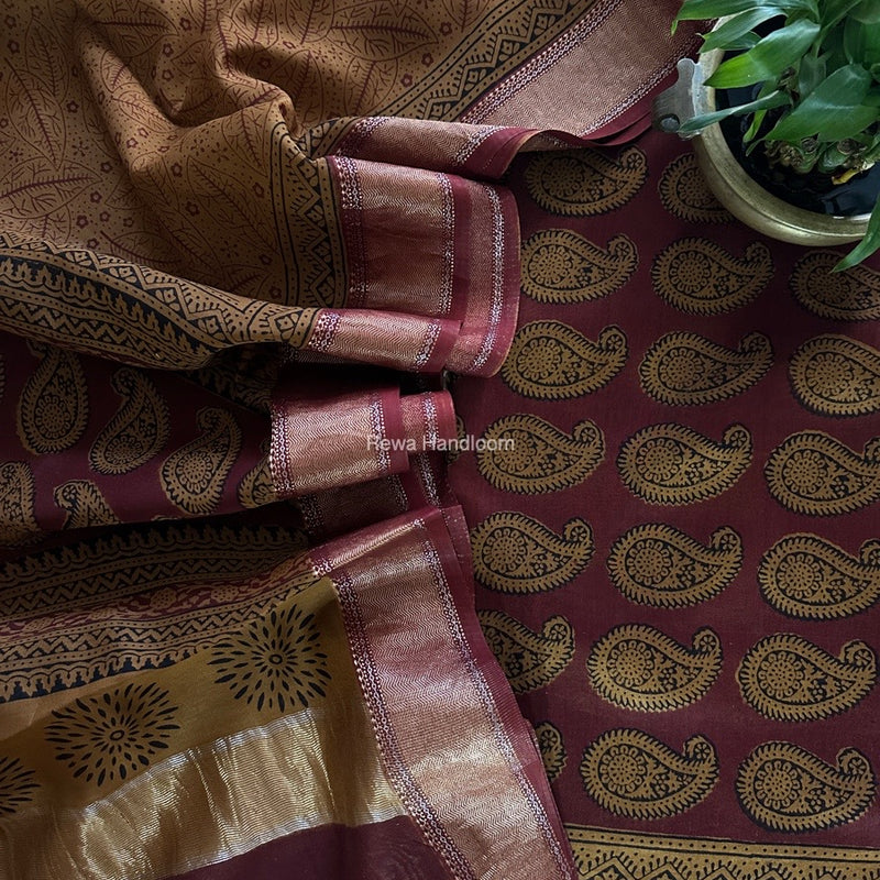 Maheshwari Bagh Print Top-Dupatta Set