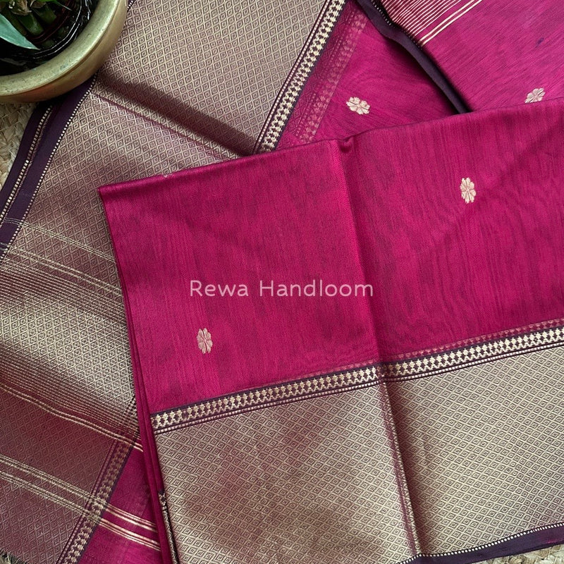Maheshwari Magenta Zari Skirt Butti Saree ZSB015