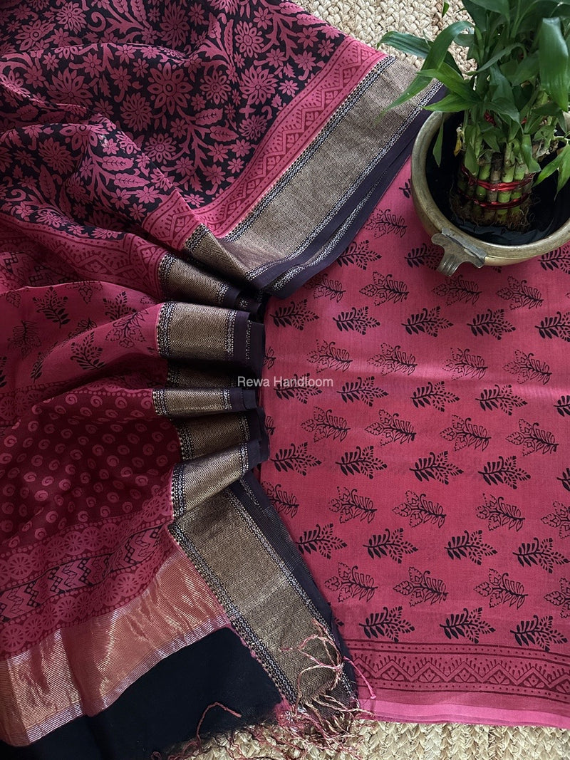 Maheshwari Bagh Print Top-Dupatta Set