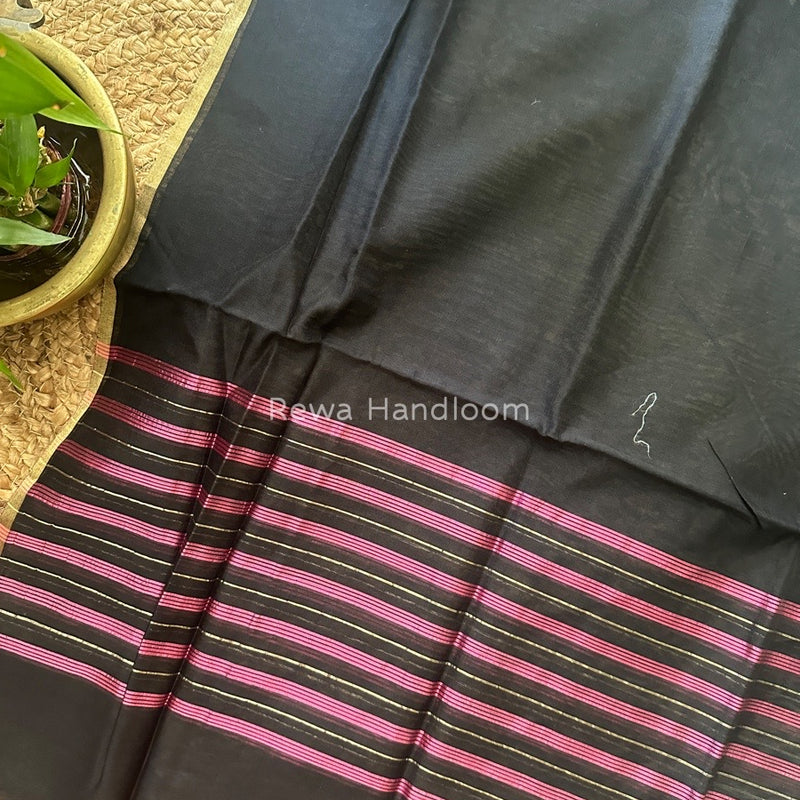 Maheshwari Black Silk Dupatta PD011