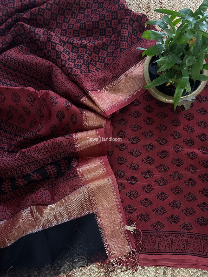 Maheshwari Bagh Print Top-Dupatta Set