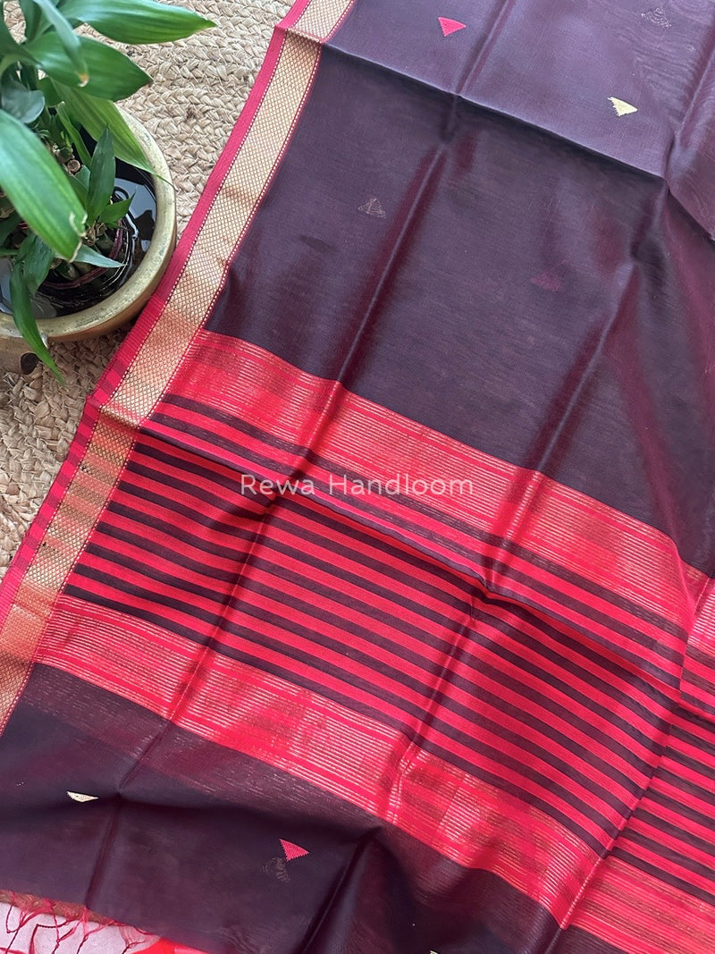 Maheshwari Maroon Butti Weaving Dupatta TBD07