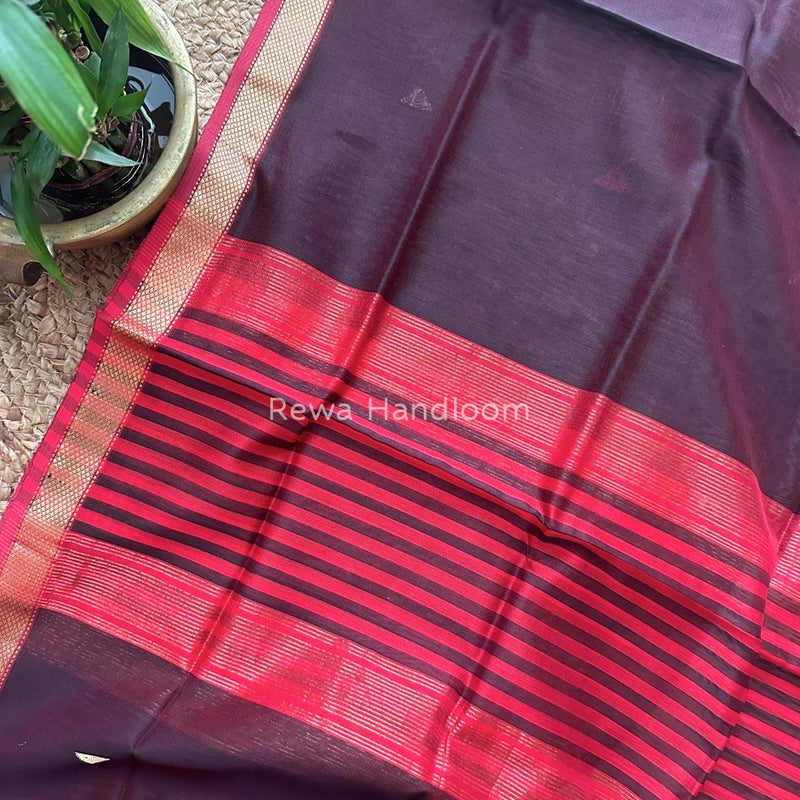 Maheshwari Maroon Butti Weaving Dupatta TBD07