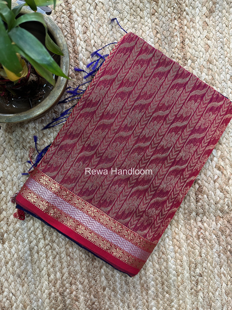 Maheshwari Dark Navy Blue Rich Pallu Silk Saree HPS023