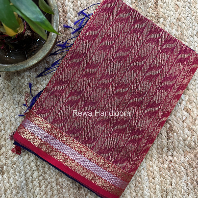 Maheshwari Dark Navy Blue Rich Pallu Silk Saree HPS023