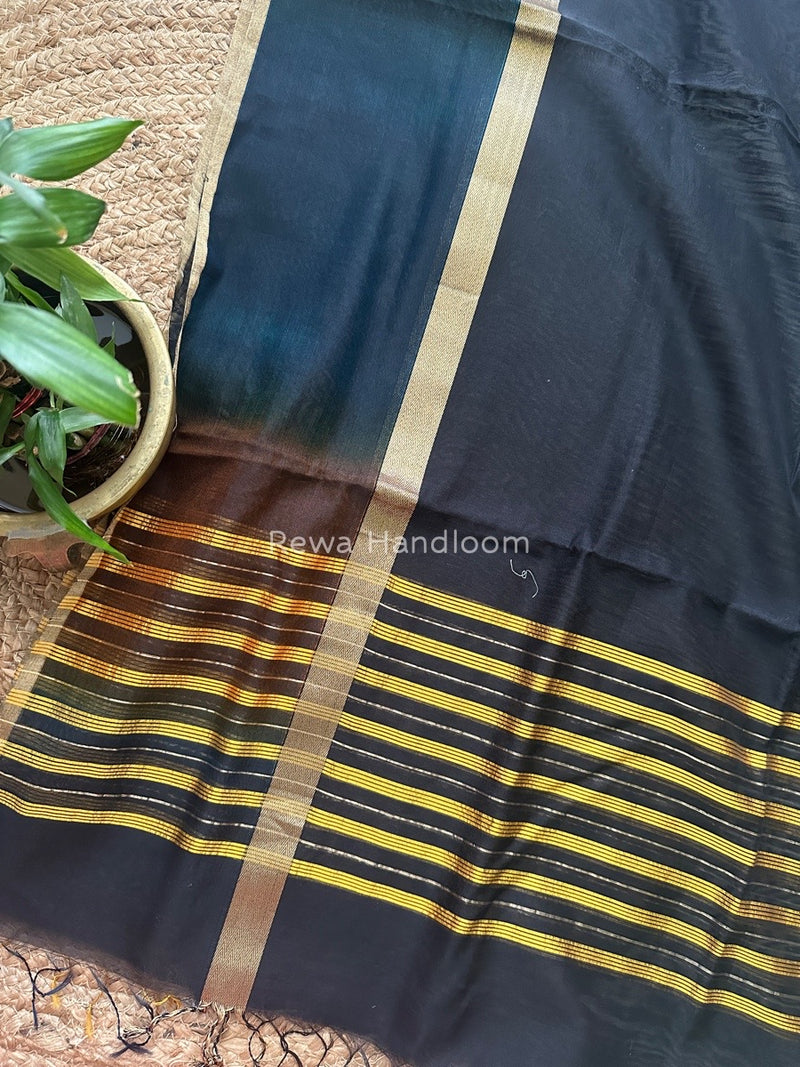 Maheshwari Black Silk Dupatta PD02
