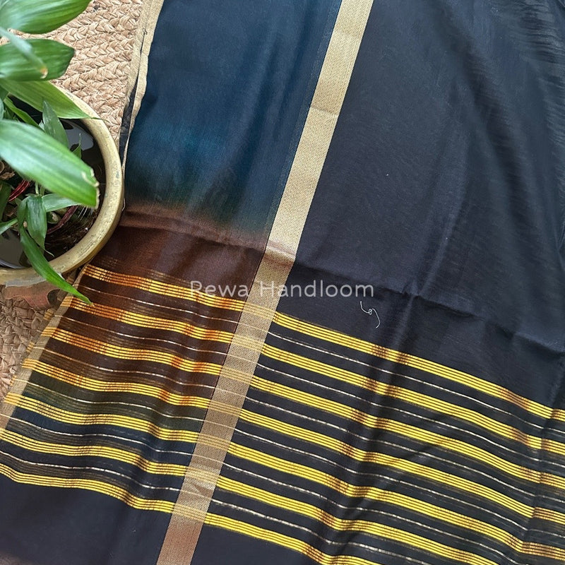 Maheshwari Black Silk Dupatta PD02