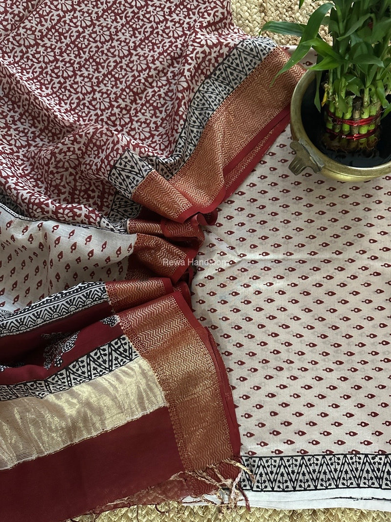 Maheshwari Bagh Print Top-Dupatta Set