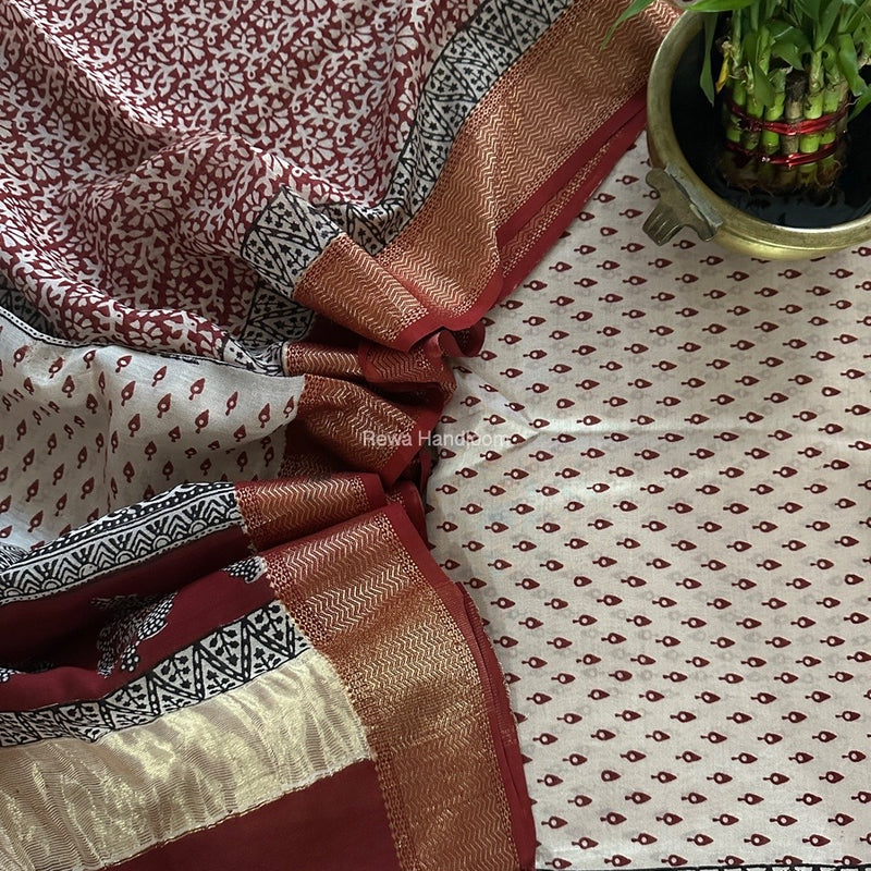 Maheshwari Bagh Print Top-Dupatta Set