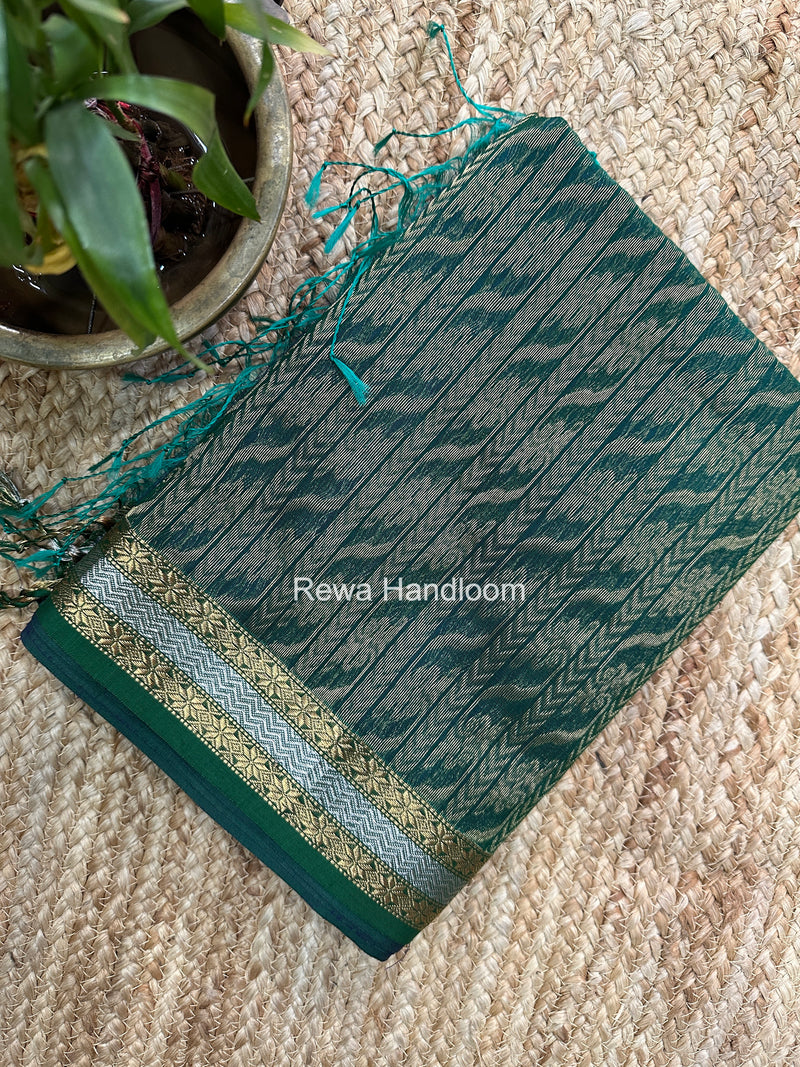 Maheshwari Blue Rich Pallu Silk Saree HPS026