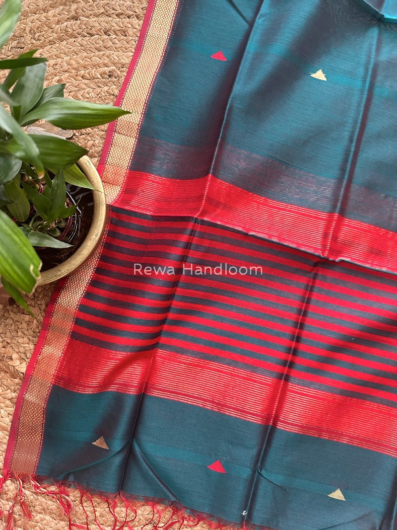 Maheshwari Green Butti Weaving Dupatta TBD06