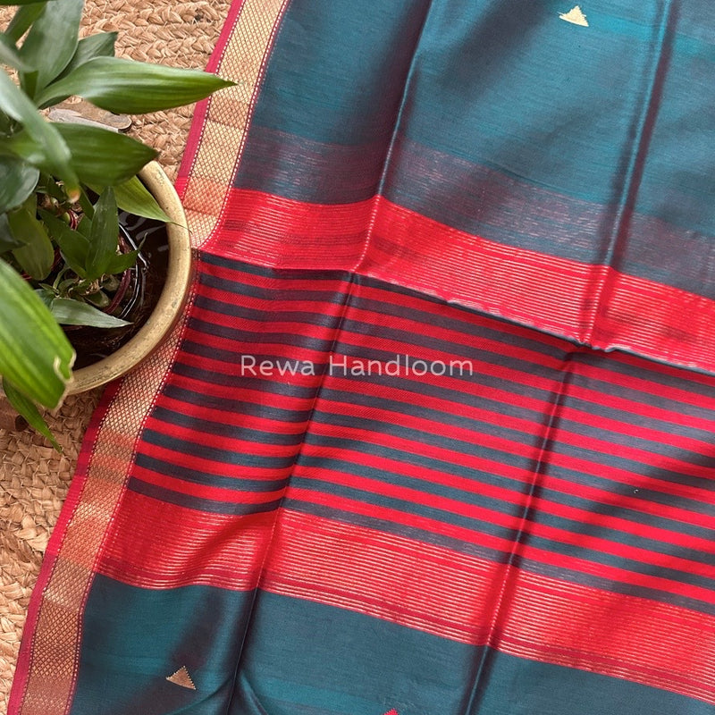 Maheshwari Green Butti Weaving Dupatta TBD06