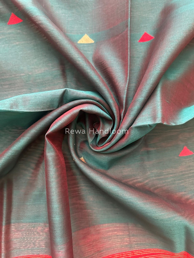 Maheshwari Green Butti Weaving Dupatta TBD06
