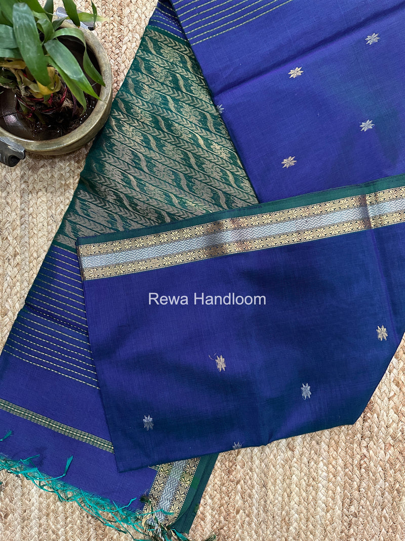 Maheshwari Blue Rich Pallu Silk Saree HPS026