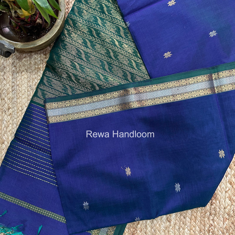 Maheshwari Blue Rich Pallu Silk Saree HPS026