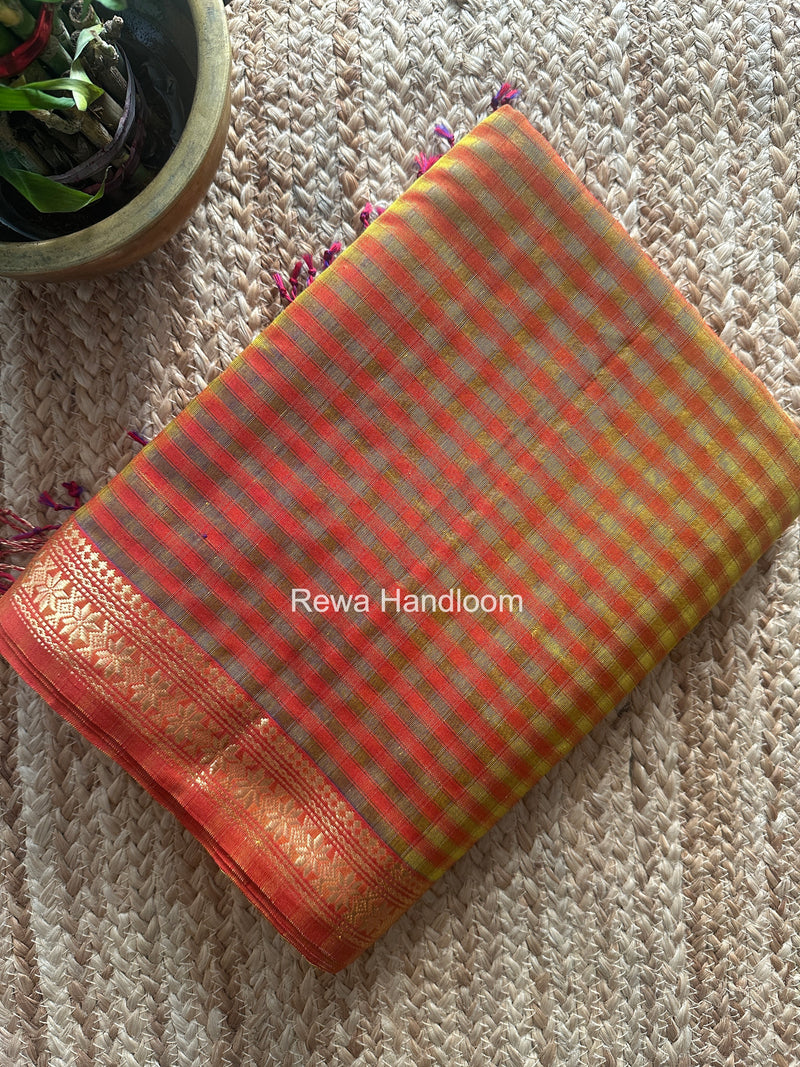 Maheshwari Yellow Garbha Reshami Silk Saree GS313