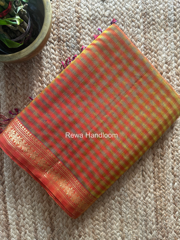 Maheshwari Yellow Garbha Reshami Silk Saree GS313