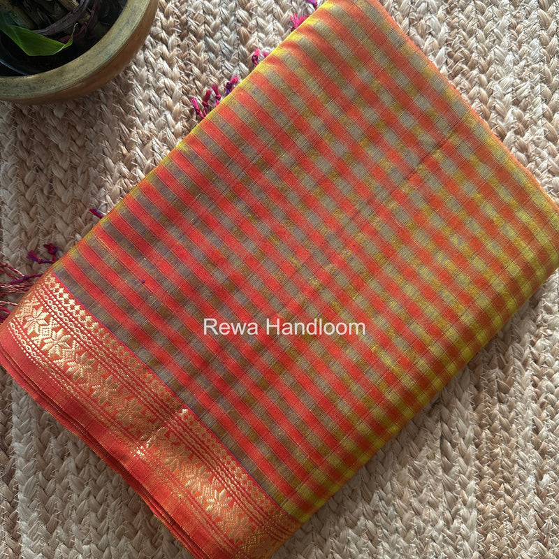 Maheshwari Yellow Garbha Reshami Silk Saree GS313