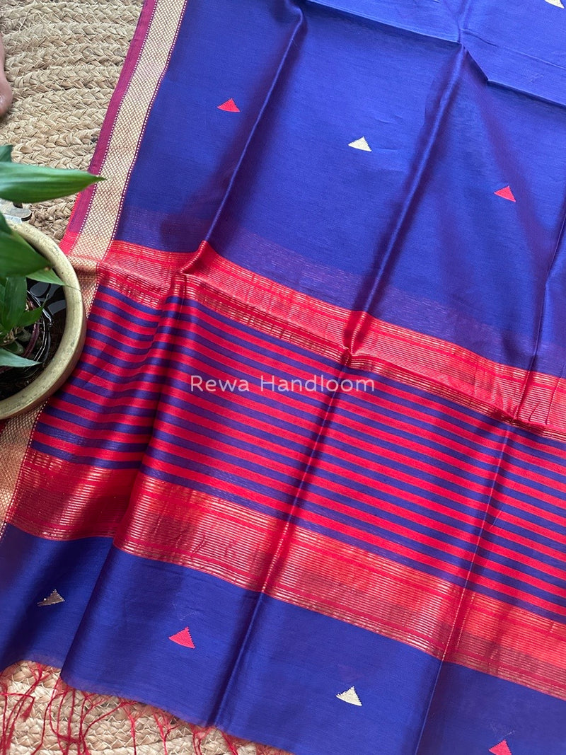 Maheshwari Royal Blue Butti Weaving Dupatta TBD05