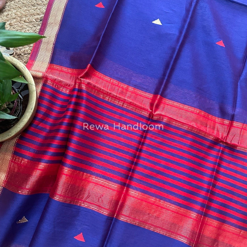 Maheshwari Royal Blue Butti Weaving Dupatta TBD05