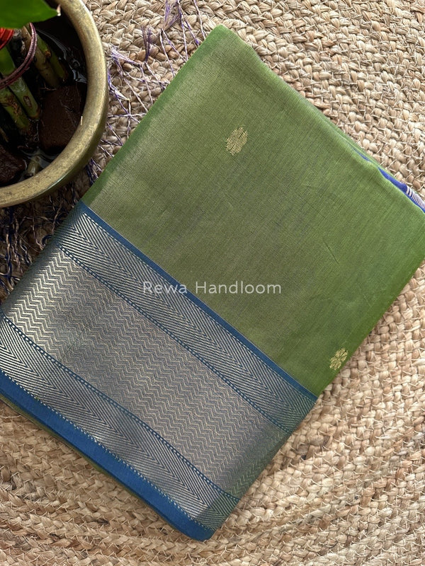 Maheshwari Mehendi Green Tissue Butti Saree TBBS055