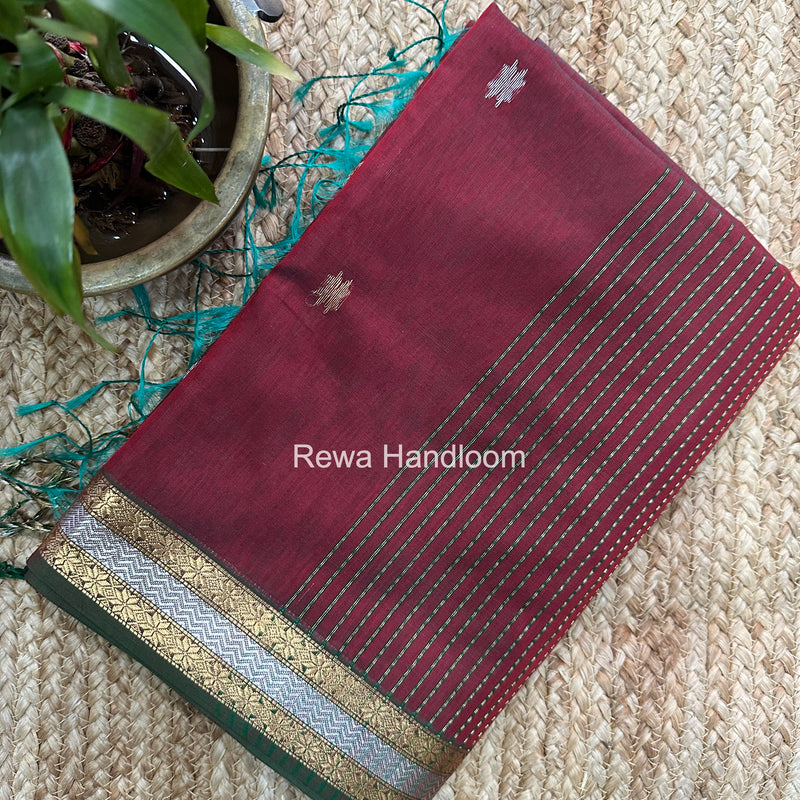 Maheshwari Maroon Rich Pallu Silk Saree HPS024