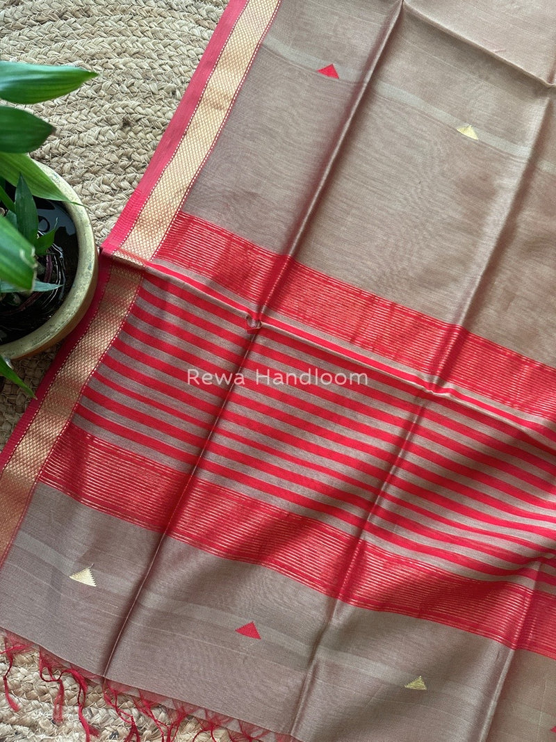 Maheshwari Beige Butti Weaving Dupatta TBD04