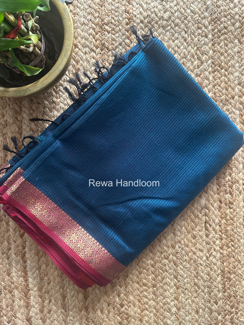 Maheshwari Blue Garbha Reshami Silk Saree GS312