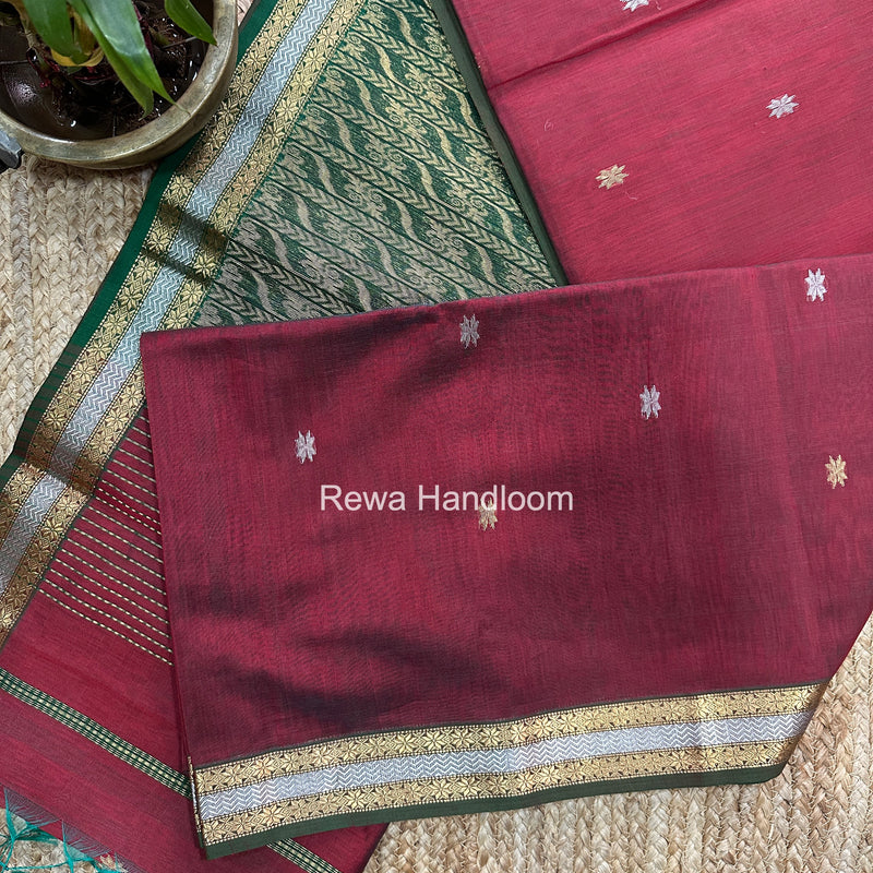 Maheshwari Maroon Rich Pallu Silk Saree HPS024